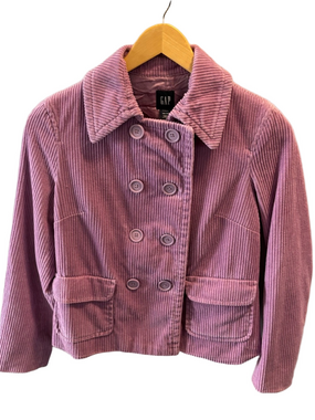Vintage 2004 Gap Corduroy Blazer Jacket XS Double Breasted Purple Lined Y2K